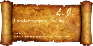 Landenberger Jolán névjegykártya